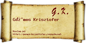 Gémes Krisztofer névjegykártya